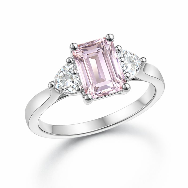 Emerald Cut Pink Ring